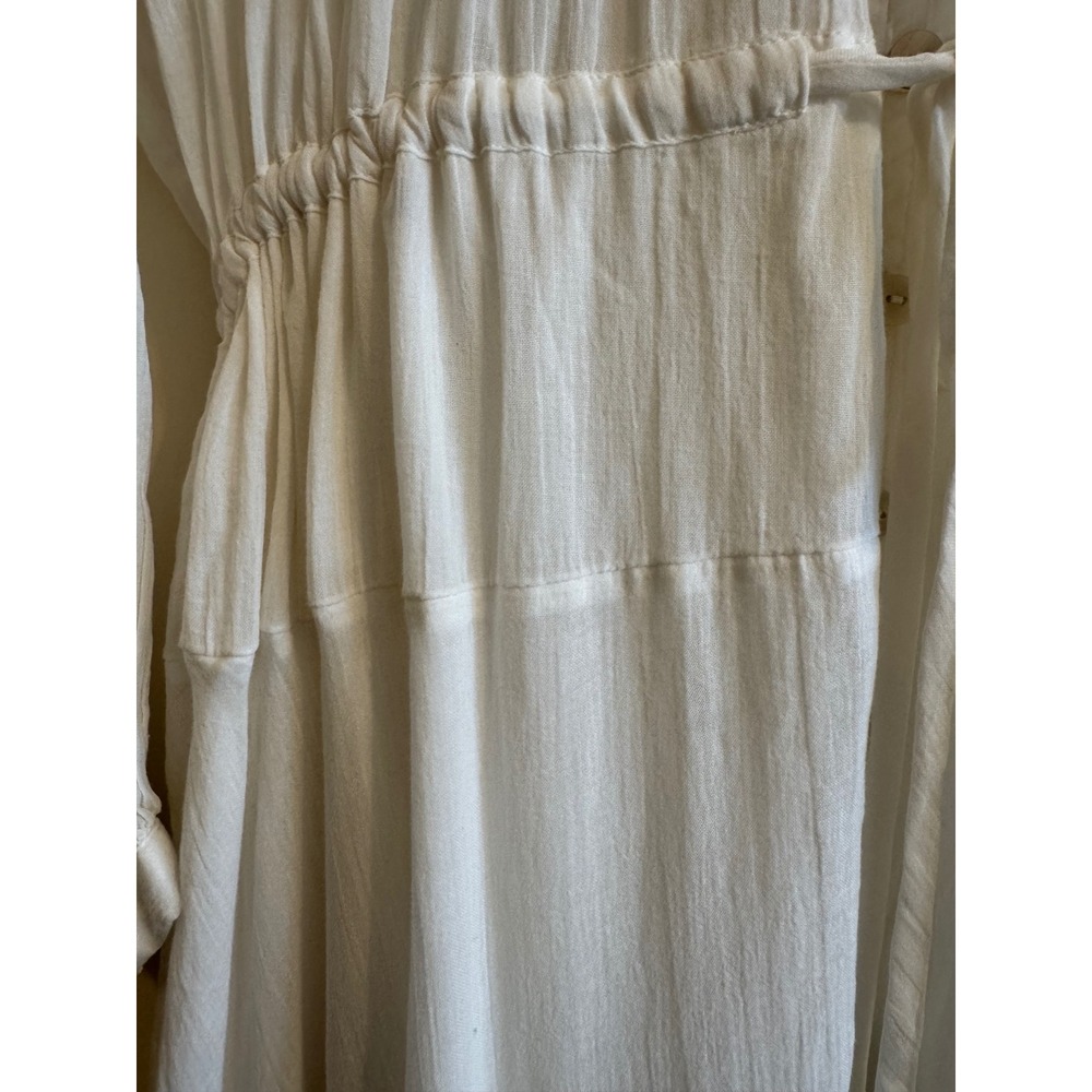 Free People Cream Maxi Button-Front Ruffled Bohemian Sea La Vie Dress - Picture 6 of 16